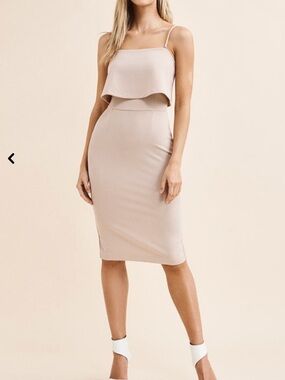 Dynamite Beige Layered Midi Dress